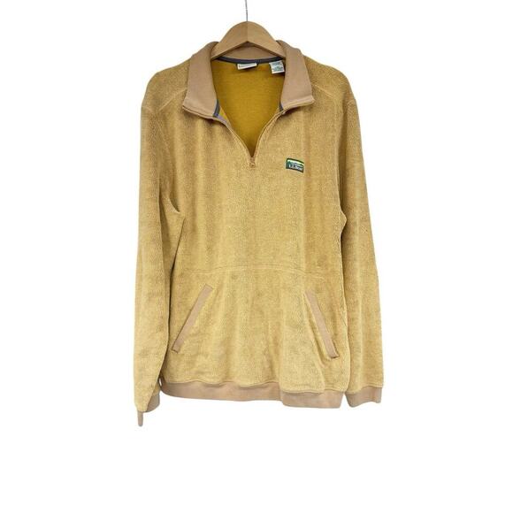 L.L. Bean Fleece 1/2 Zip Pullover Jacket Tan Brown Beige Size Large Regular Mens - Picture 1 of 7